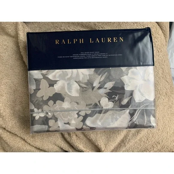 Ralph Lauren Avery Full Queen Duvet Cover Floral Grey White Luxury Bedding - Picture 6 of 13